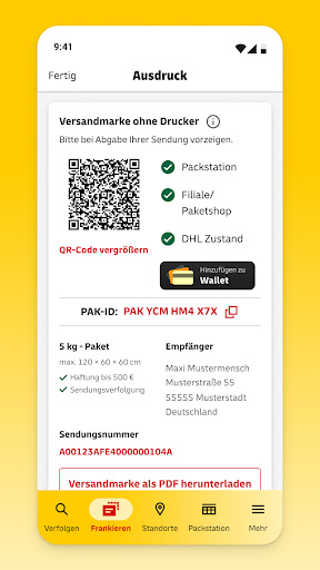 Post & DHL Screenshot