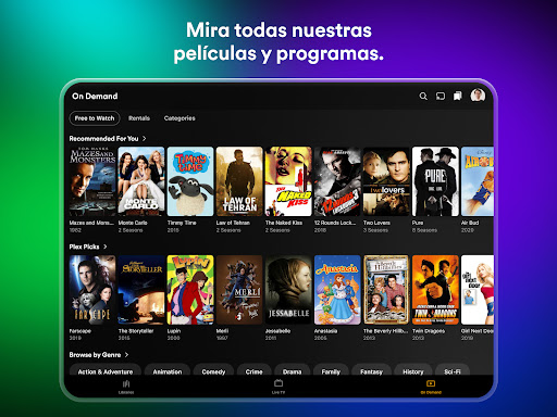 Captura de pantalla de Plex: TV en vivo, pelis y más