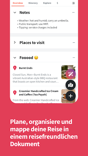 Wanderlog reisen routenplaner Screenshot