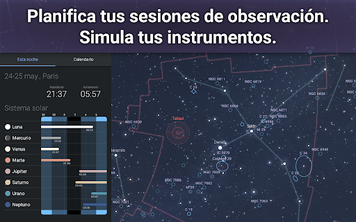 Captura de pantalla de Stellarium - Mapa estelar