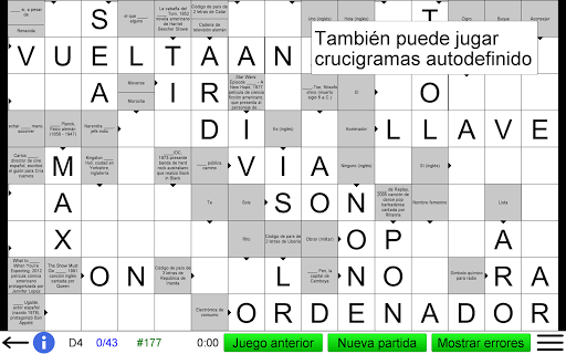 Captura de pantalla de Crucigrama Español