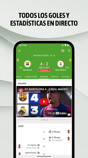Captura de pantalla de BeSoccer: Resultados de Fútbol