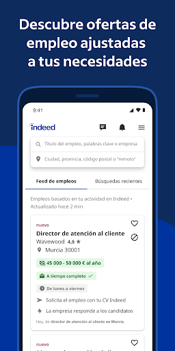 Captura de pantalla de Indeed: Búsqueda de empleo