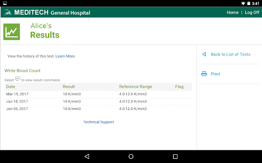 Captura de pantalla de MEDITECH MHealth