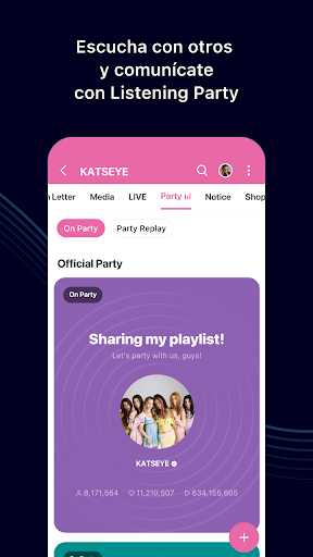Captura de pantalla de Weverse, Acércate a tu artista