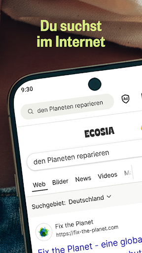 Ecosia Klimapositiver Browser Screenshot