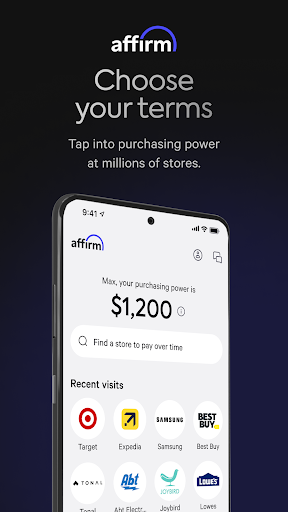 Captura de pantalla de Affirm: Buy now, pay over time