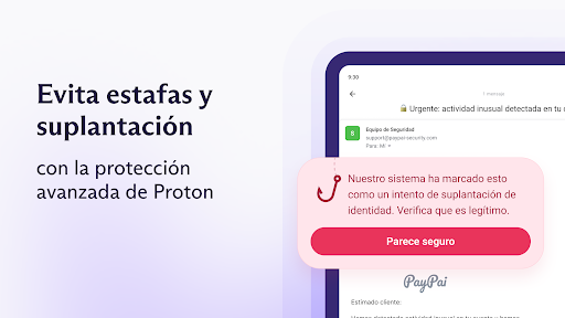 Captura de pantalla de Proton Mail: Correo cifrado