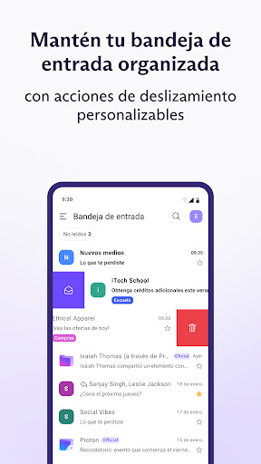 Captura de pantalla de Proton Mail: Correo cifrado