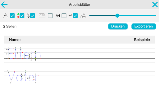 Ich schreibe in Druckschrift Screenshot