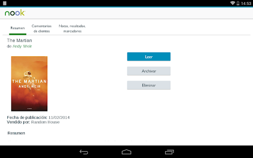 Captura de pantalla de NOOK