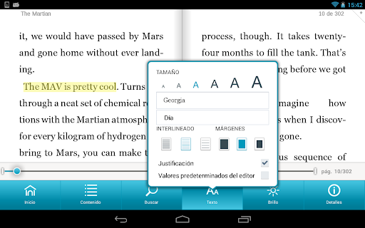 Captura de pantalla de NOOK