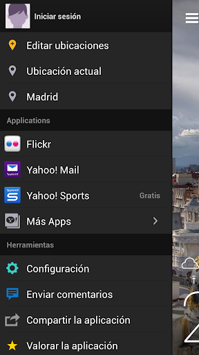 Captura de pantalla de Yahoo Tiempo