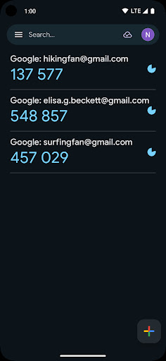 Captura de pantalla de Google Authenticator