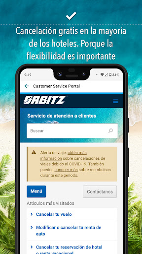 Captura de pantalla de Orbitz: Hoteles y vuelos
