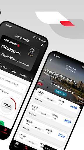 Captura de pantalla de Air Canada + Aeroplan
