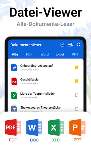 Alle Dokumente Leser: PDF, XLS Screenshot