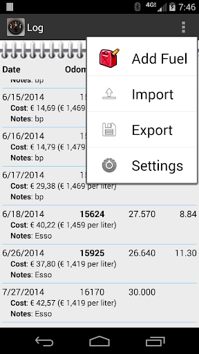 FillUp - Fuel Log Screenshot