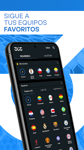 Captura de pantalla de 365Scores: resultados en vivo