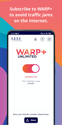 Captura de pantalla de 1.1.1.1 + WARP: Safer Internet
