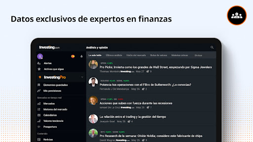 Captura de pantalla de Investing.com Bolsa de Valores