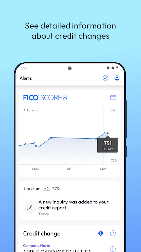 Captura de pantalla de myFICO - Credit Score Tracking