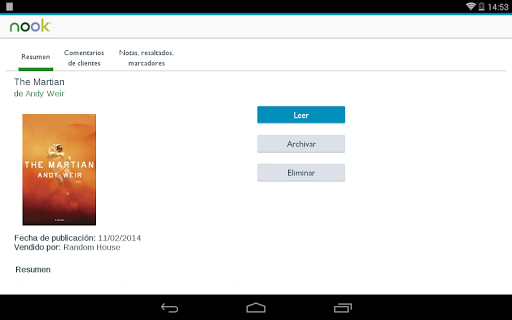 Captura de pantalla de NOOK