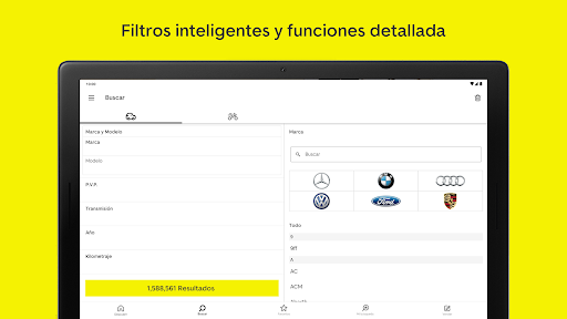 Captura de pantalla de AutoScout24: Mercado de coches