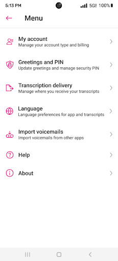 Captura de pantalla de Visual Voicemail