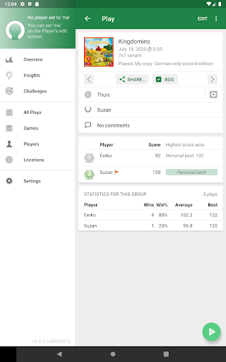 Captura de pantalla de Board Game Stats