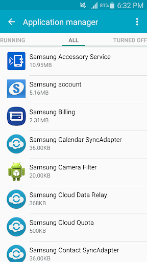 Captura de pantalla de Samsung Accessory Service