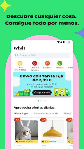 Captura de pantalla de Wish: compra y ahorra