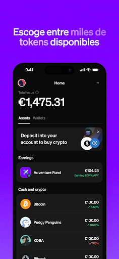 Captura de pantalla de MoonPay: Cripto y Bitcoin