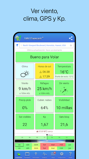 Captura de pantalla de UAV Forecast para drones