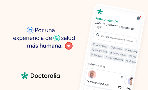 Captura de pantalla de Doctoralia: pide citas médicas