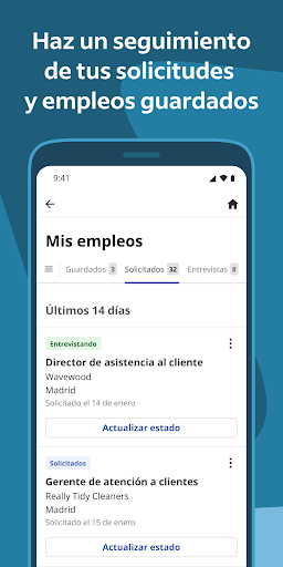 Captura de pantalla de Indeed: Búsqueda de empleo