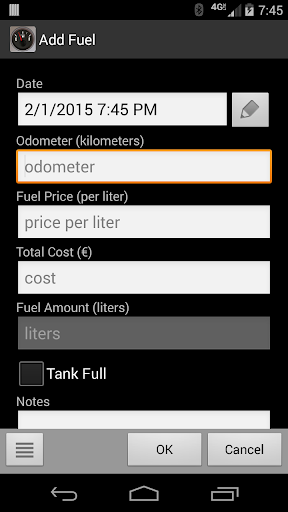 FillUp - Fuel Log Screenshot