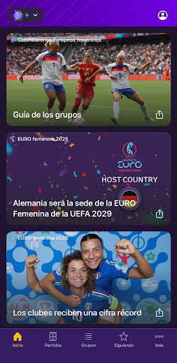 Captura de pantalla de UEFA EURO y Nations League