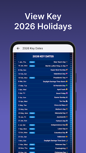 Captura de pantalla de 2026 Calendar Launcher