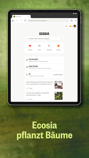 Ecosia Klimapositiver Browser Screenshot
