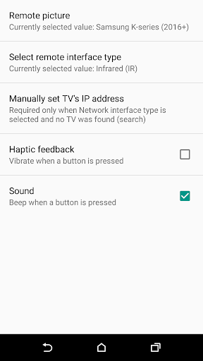 TV (Samsung) Remote Control Screenshot