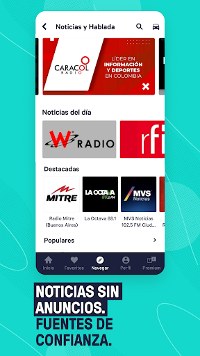 Captura de pantalla de TuneIn Radio: música, fm radio