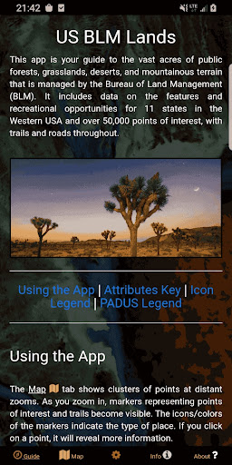 Captura de pantalla de BLM Public Lands Map Guide USA