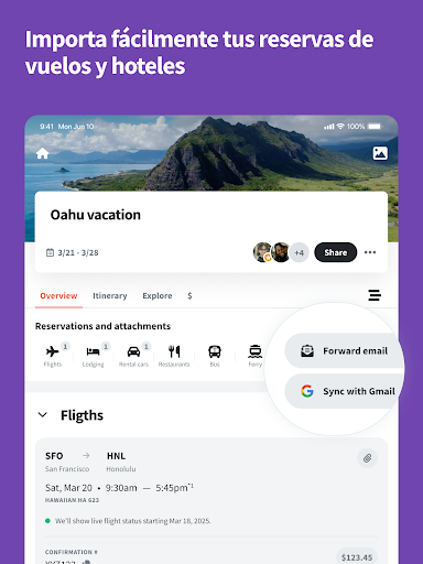 Captura de pantalla de Wanderlog: Plan Viaje y Guía