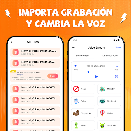 Captura de pantalla de Cambiador de Voz con Efectos