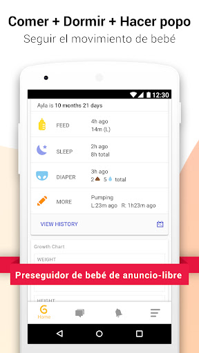 Captura de pantalla de Glow Baby para la lactancia