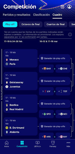 Captura de pantalla de UEFA Champions League Oficial