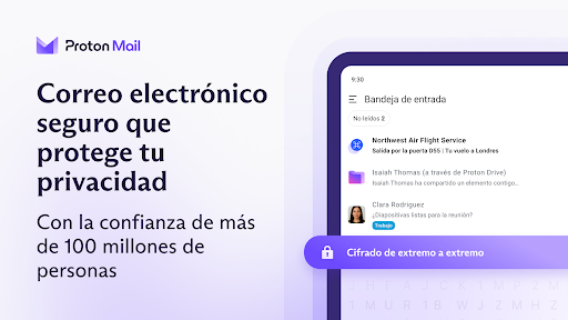 Captura de pantalla de Proton Mail: Correo cifrado