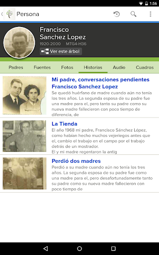 Captura de pantalla de FamilySearch - Árbol