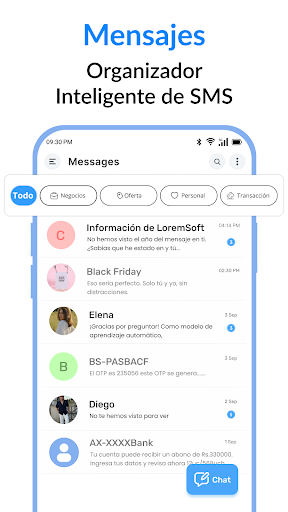 Captura de pantalla de Mensajes : SMS & Chat privado